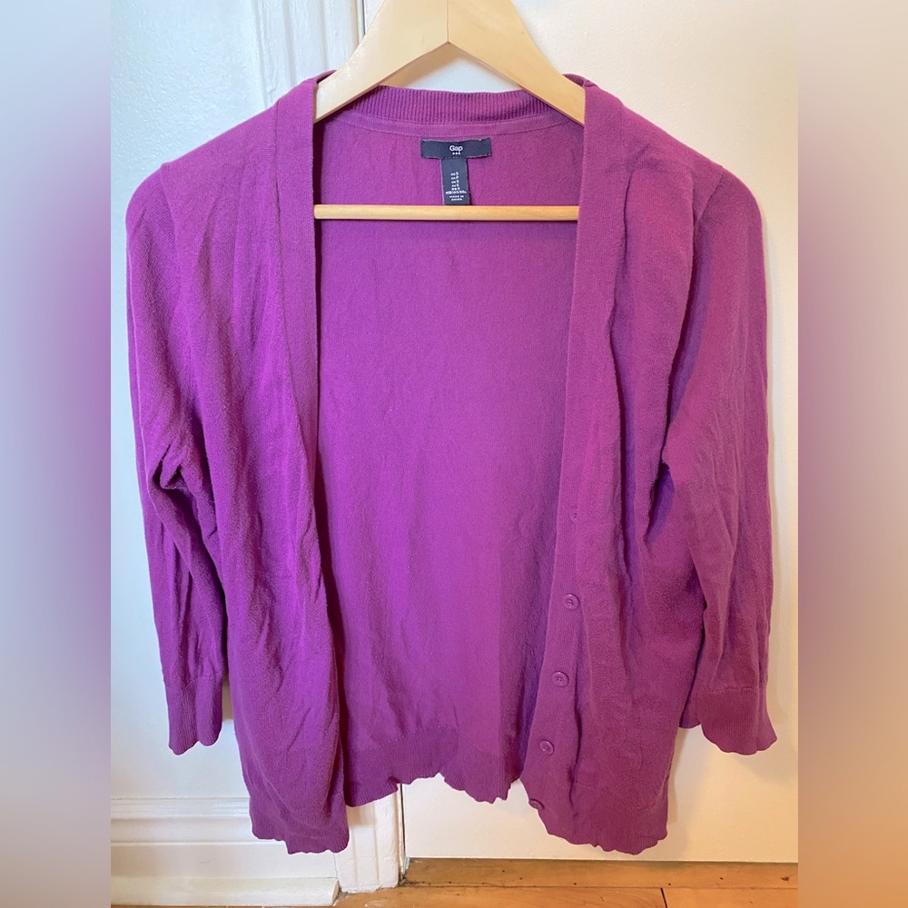 Magenta button-up cardigan